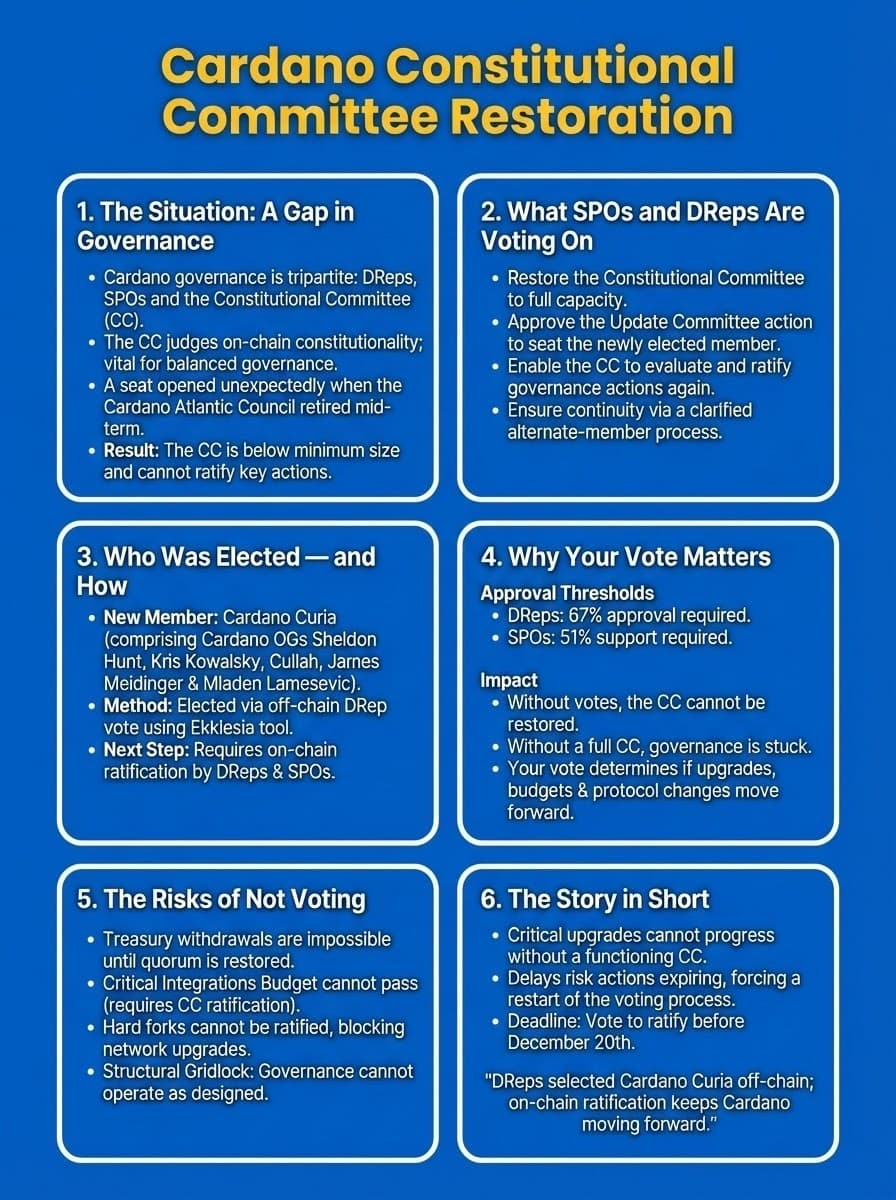 Cardano Constitutional Committee Restoration Infographic
