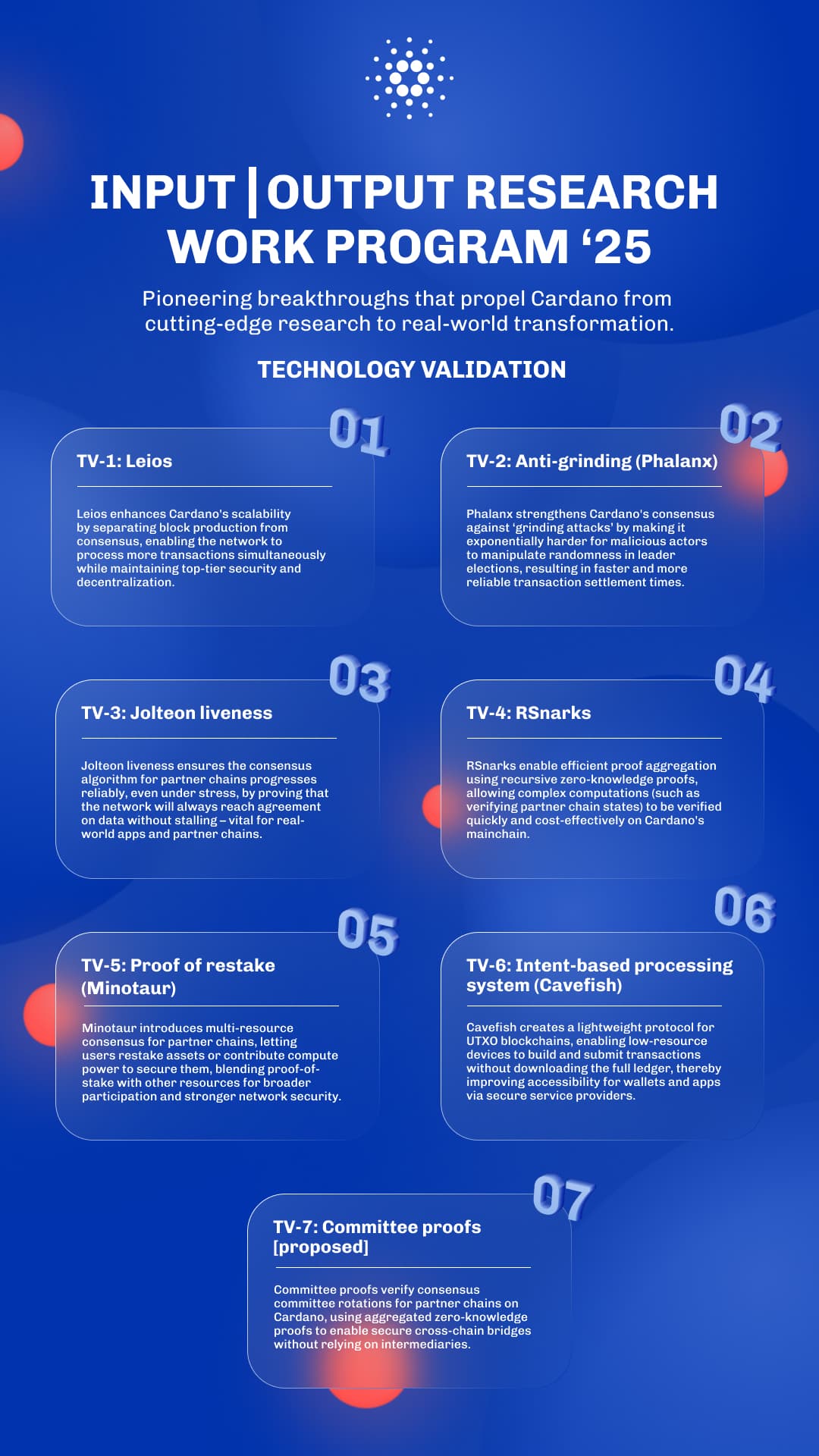 Input | Output Research's Work Program '25 Technology Validation infographic