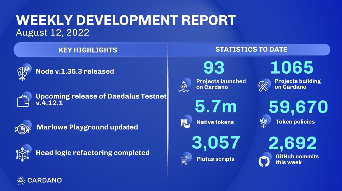 Weekly development report as of 2022-08-12